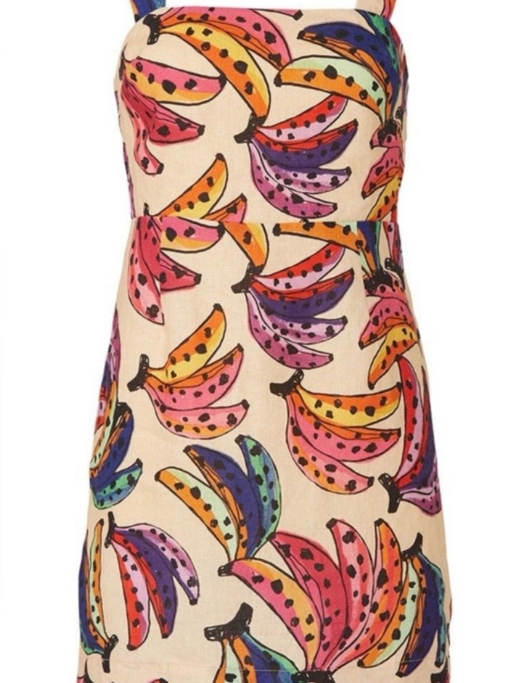 FARM Rio Cream Mini Dress with Multi-Color Banana Print